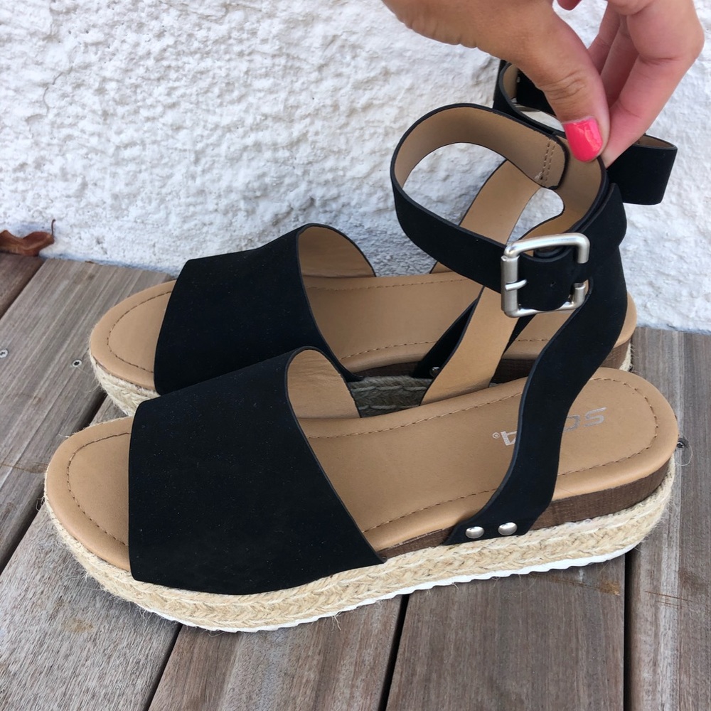 Black Platform Espadrille sandals